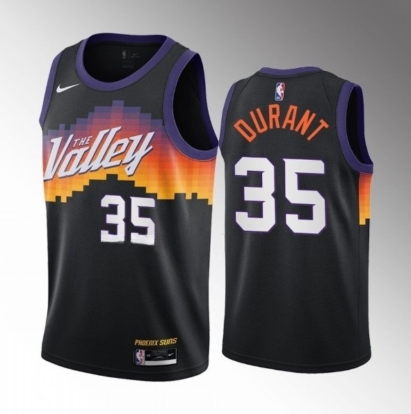 Mens Phoenix Suns #35 Kevin Durant Balck City Edition Stitched Basketball Jersey->phoenix suns->NBA Jersey